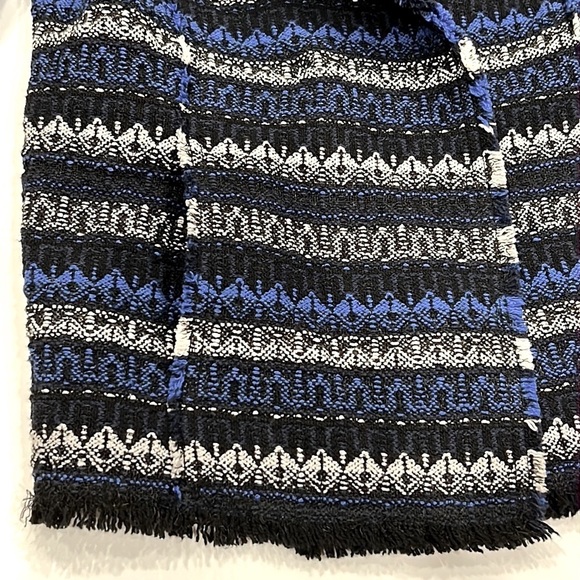 Rebecca Taylor Striped Tweed Fringe Trim Double Breasted Blazer Jacket - Picture 5 of 8